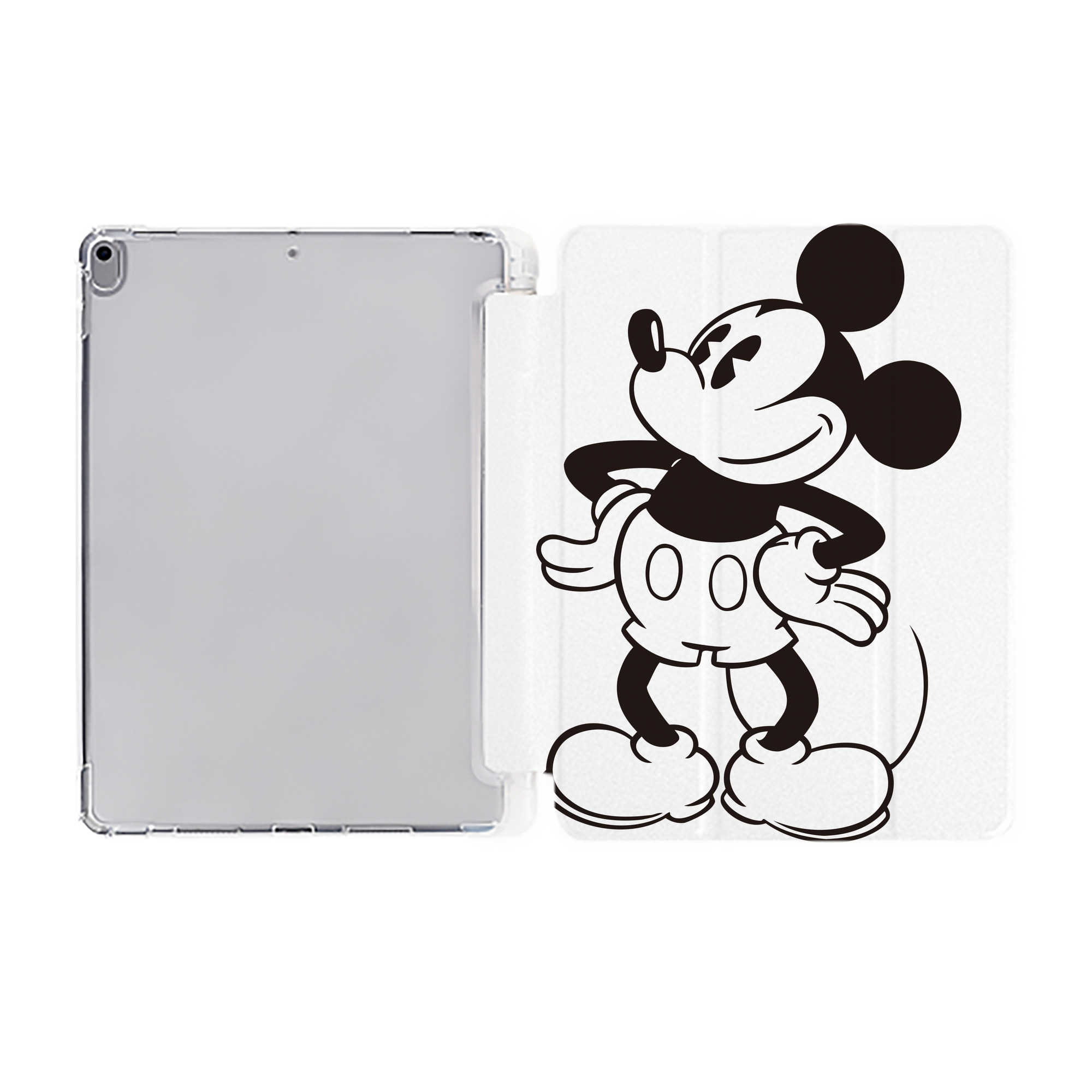 （画像用） ミッキーマウス Mickey Mouse IPad ケース ペン収納付き 三つ折りスタンド PUレザー×シリコン 対応機種9.5/10.5/10.9インチ